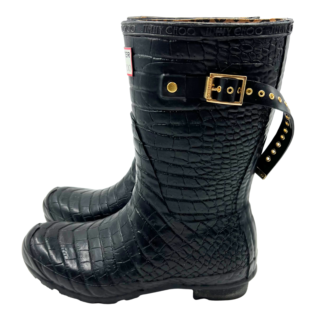 Hunter & Jimmy Choo 8 Black Rain Boots