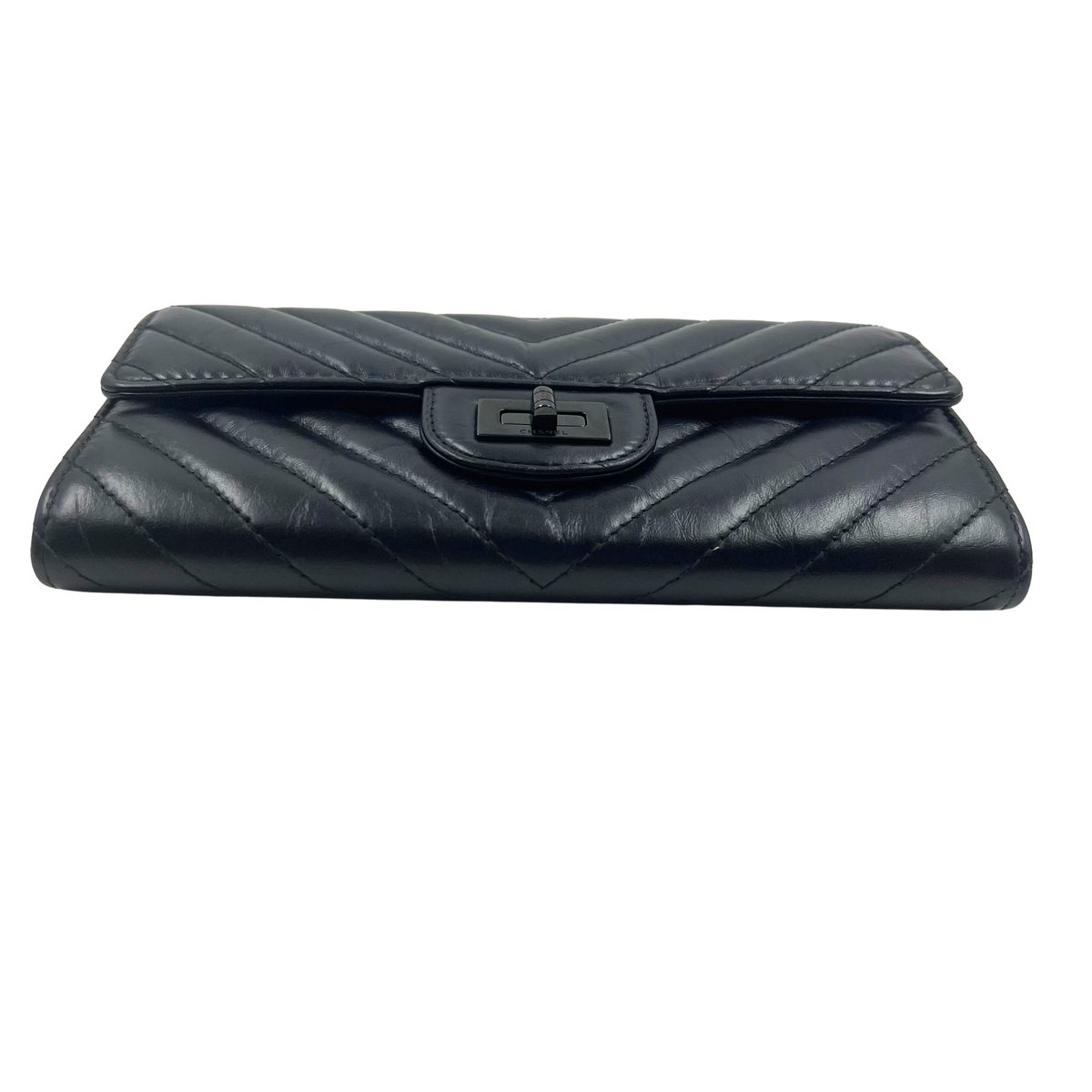 Chanel So Black Chevron Flap Wallet
