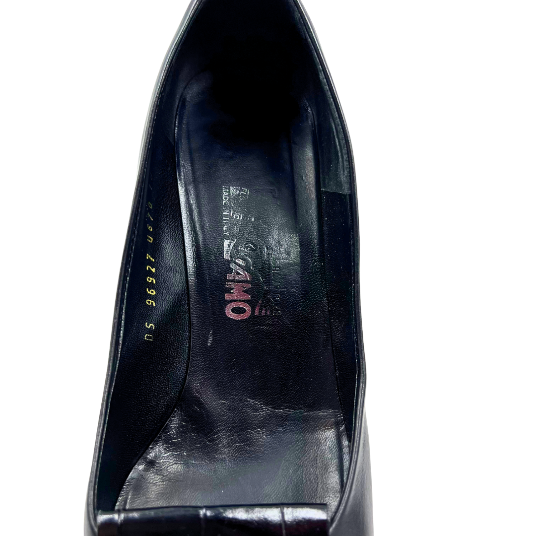 Salvatore Ferragamo 9.5 Black Leather Heels – Chic Consignment LLC