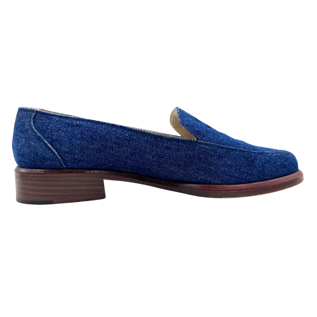 Chanel 8 38 Blue Denim Loafers