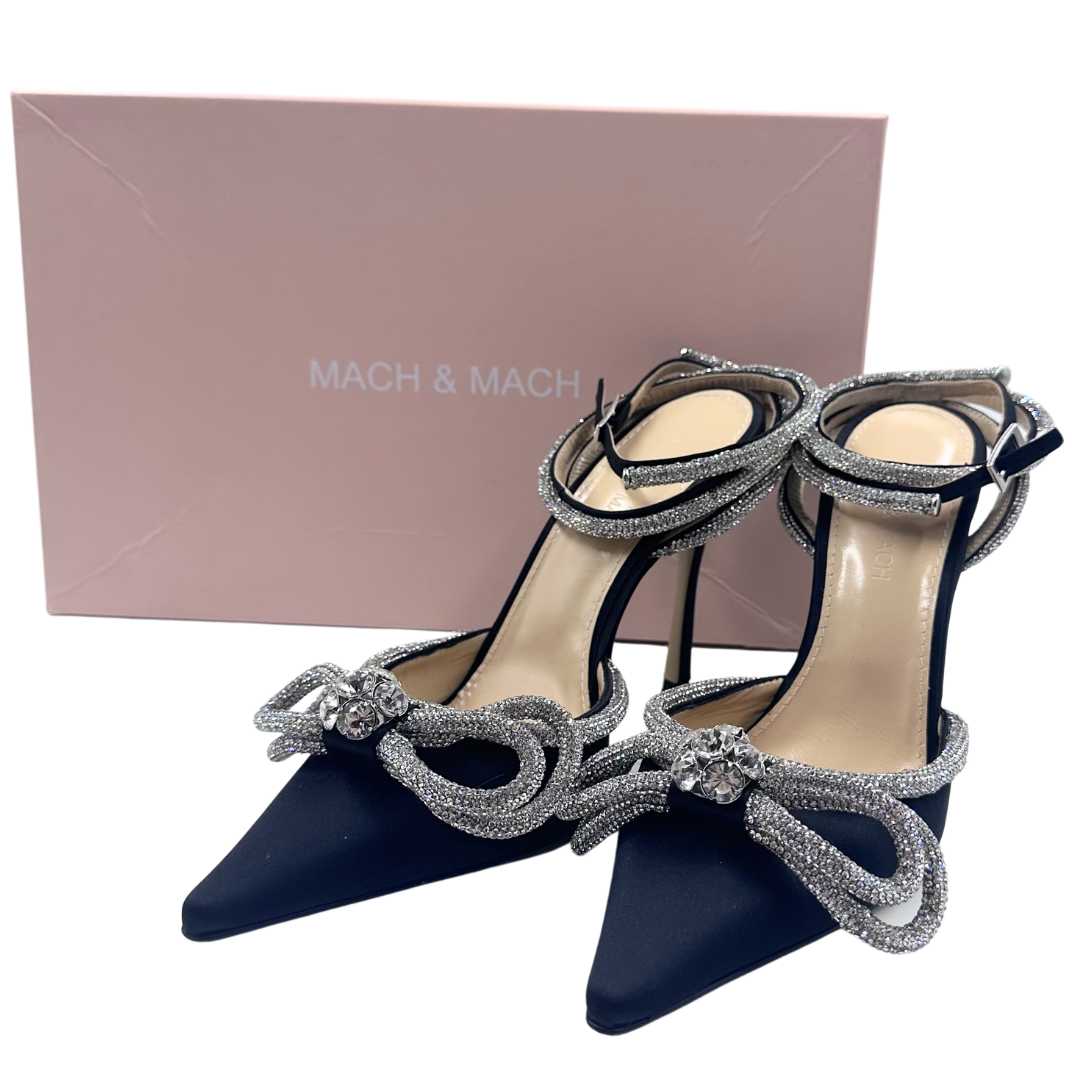 Mach & Mach 6.5/7 Black/Silver Satin Heels