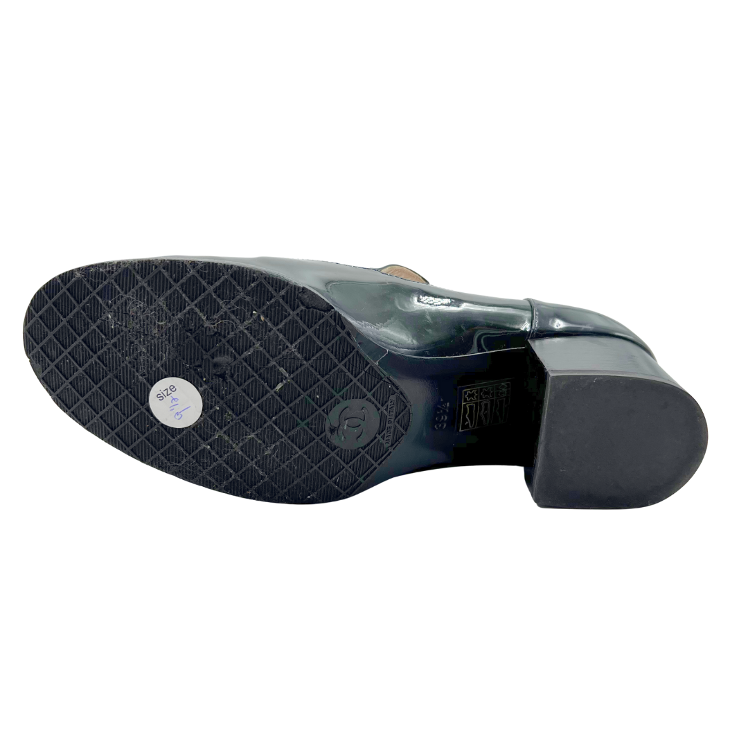 Chanel 39.5 Black Heeled Loafer