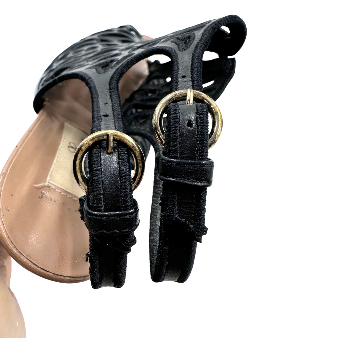 Valentino 37 Black Leather Heels