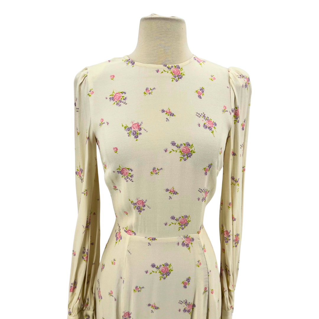 Reformation Size 2 Cream Floral Dress Chic Consignment LLC Reformation Size 2 Cream Floral Dress Chic Consignment LLC