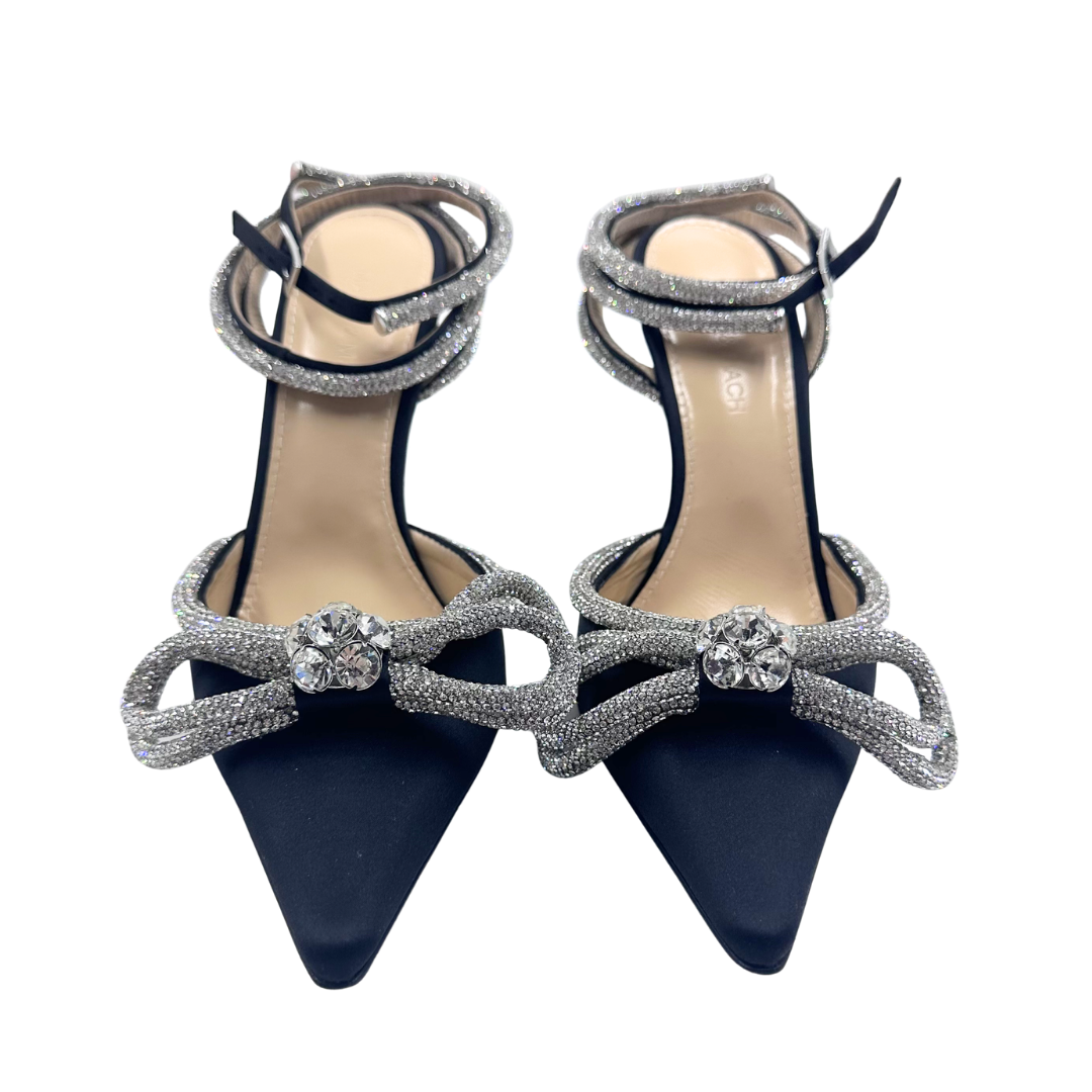 Mach & Mach 6.5/7 Black/Silver Satin Heels