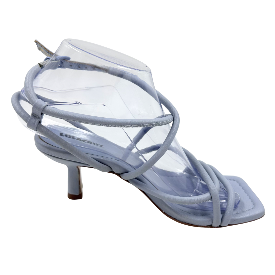 Lola Cruz 36 Light Blue Leather Heels