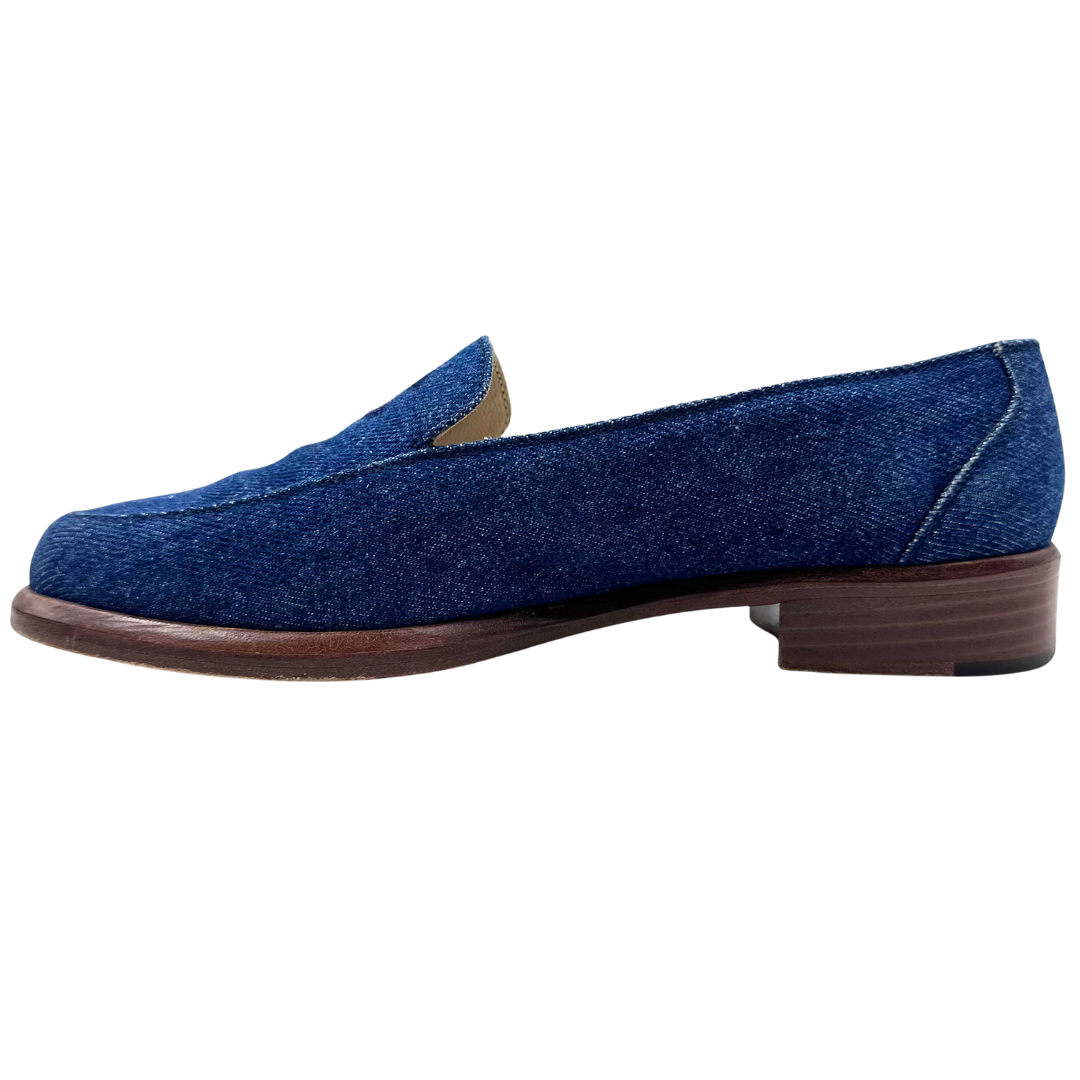 Chanel 8 38 Blue Denim Loafers