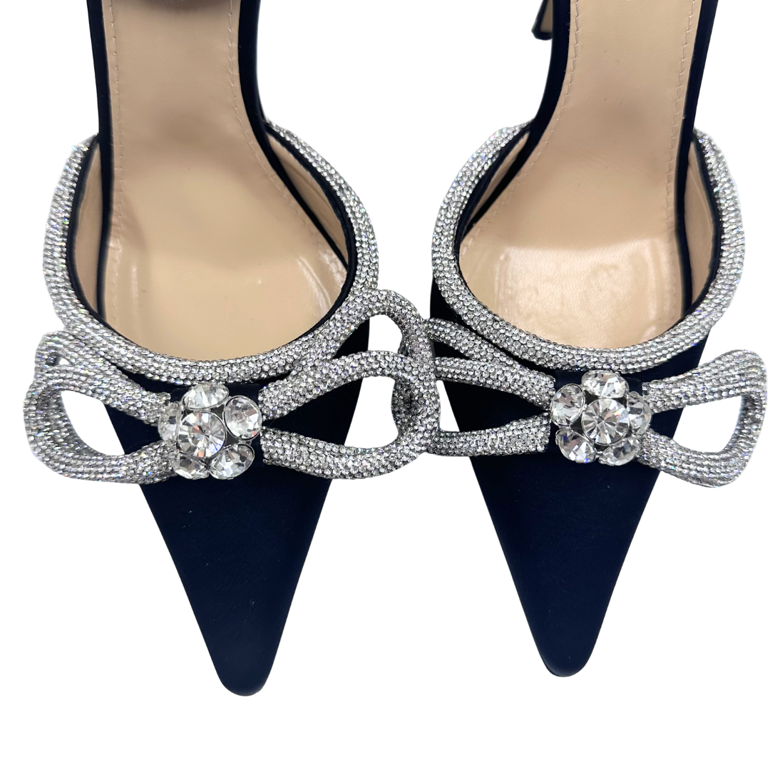 Mach & Mach 6.5/7 Black/Silver Satin Heels