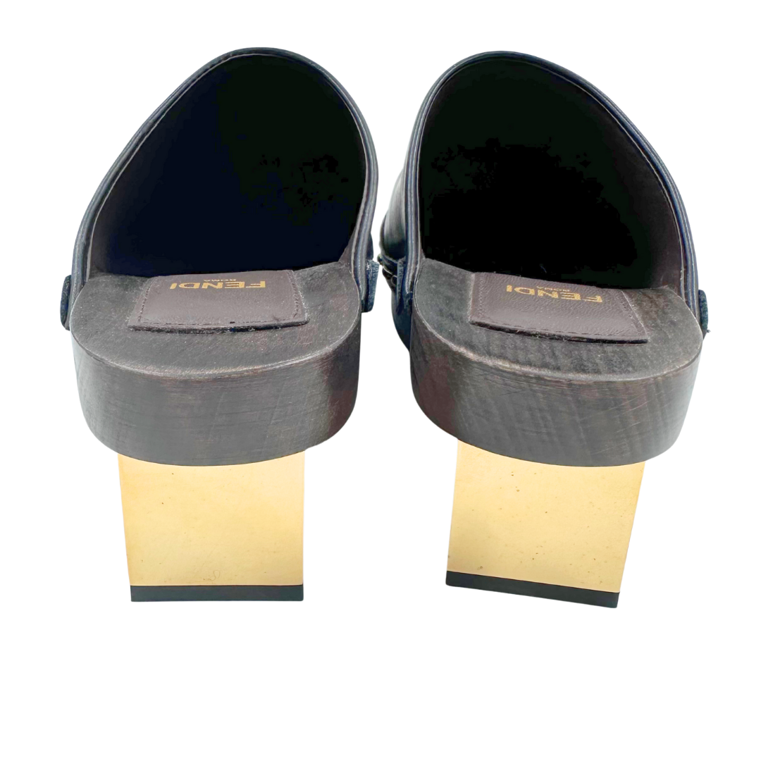 Fendi 36 Black Clogs