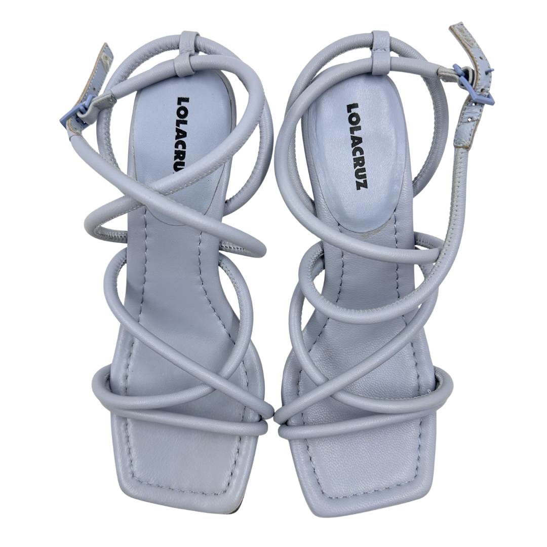 Lola Cruz 36 Light Blue Leather Heels