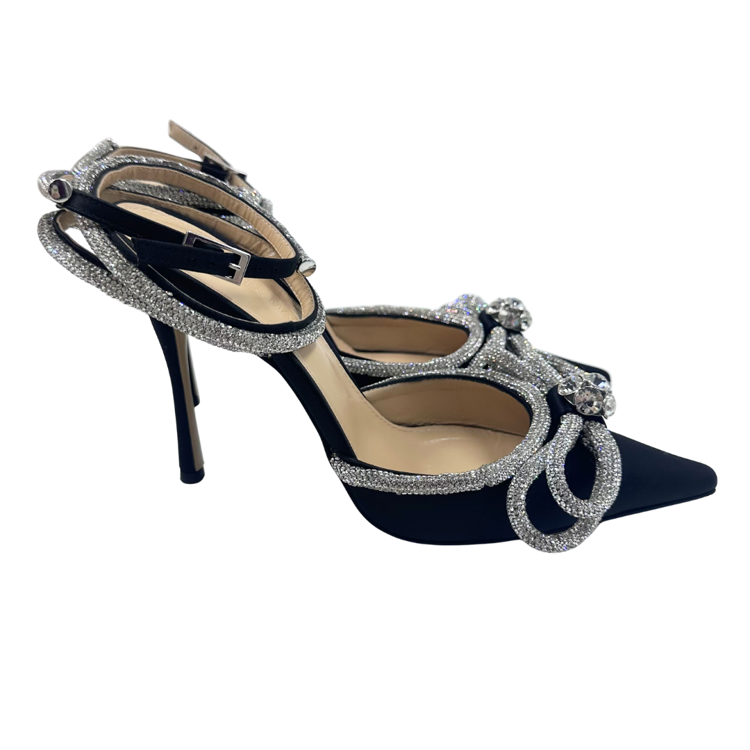 Mach & Mach 6.5/7 Black/Silver Satin Heels