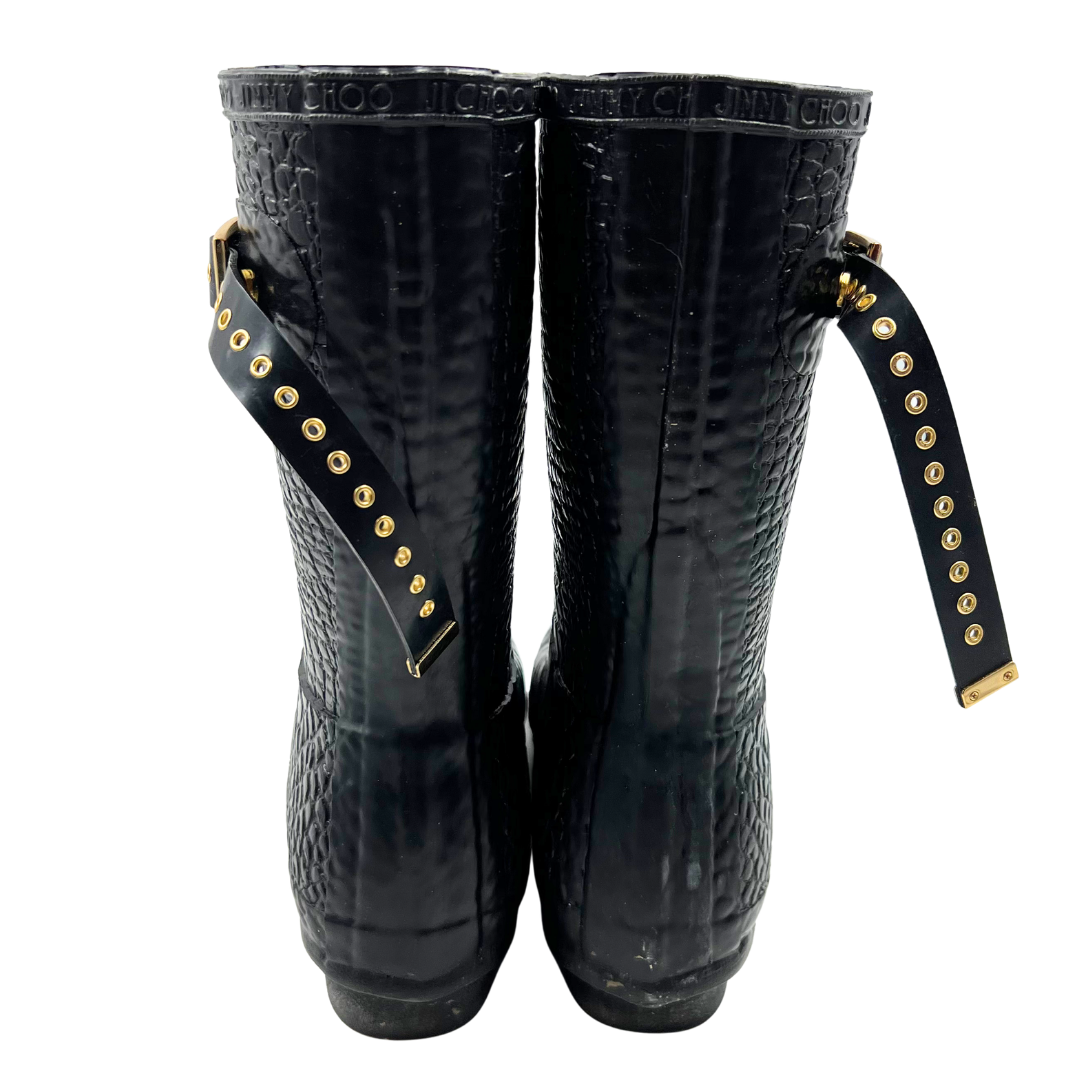 Hunter & Jimmy Choo 8 Black Rain Boots