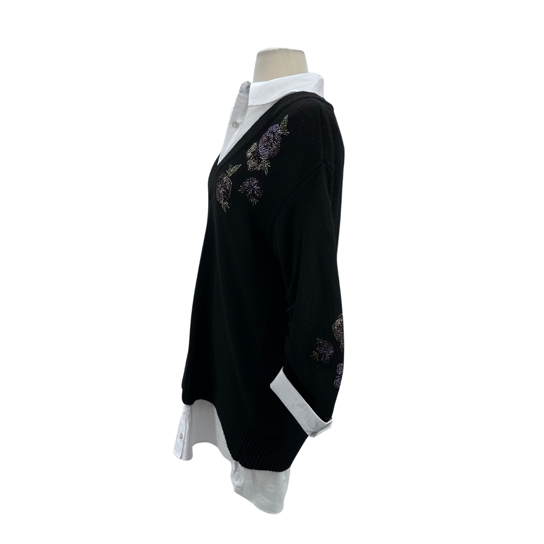 Cinq a Sept Black/white Sweater