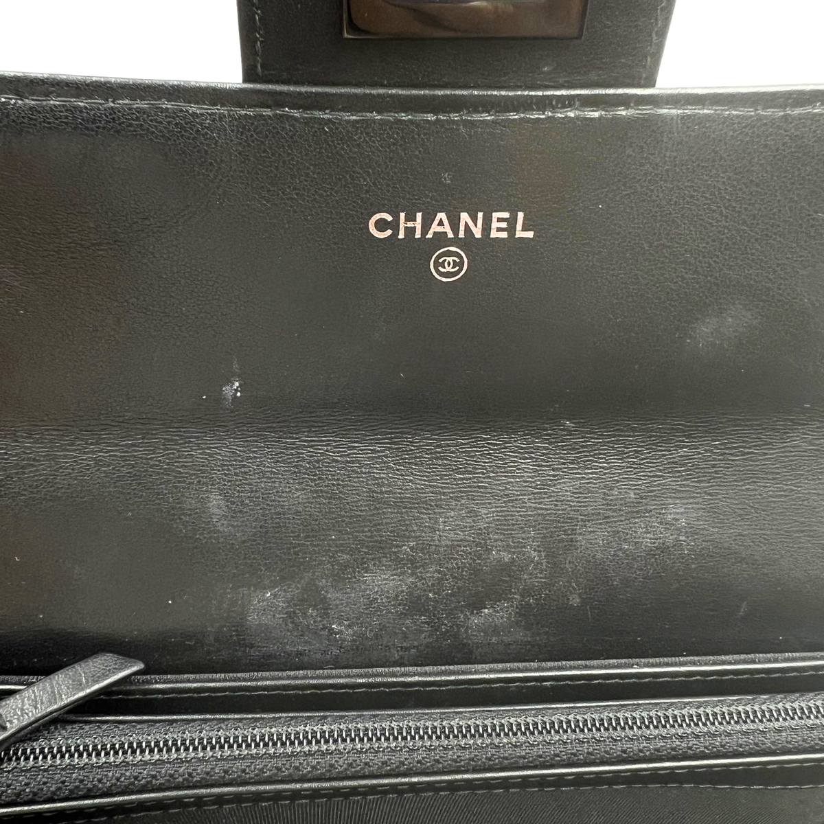 Chanel So Black Chevron Flap Wallet