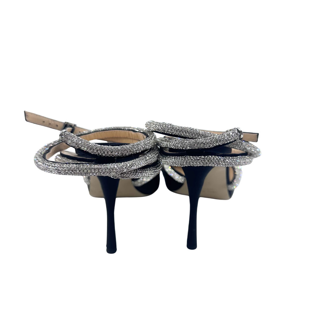 Mach & Mach 6.5/7 Black/Silver Satin Heels