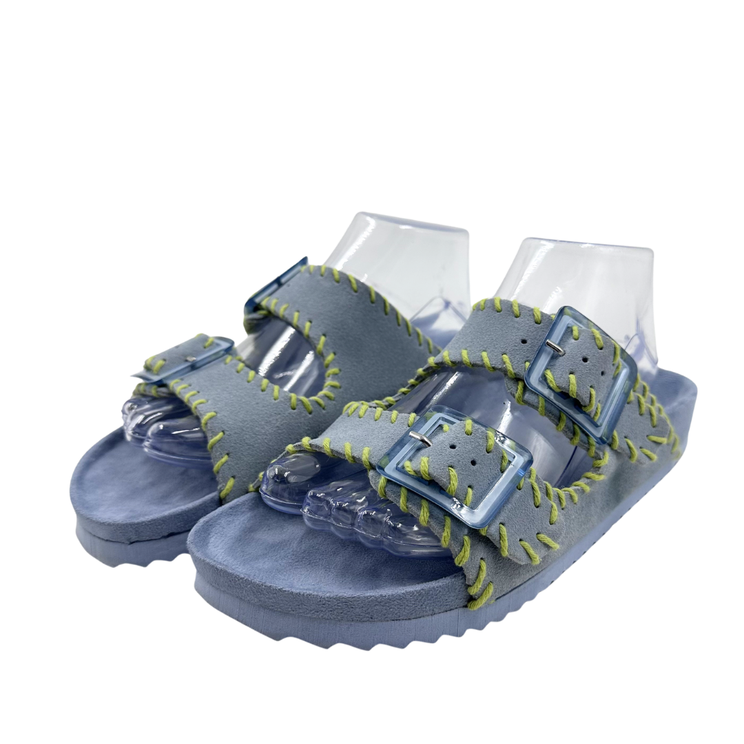 colors of california 39 Green/Blue Suede Sandals