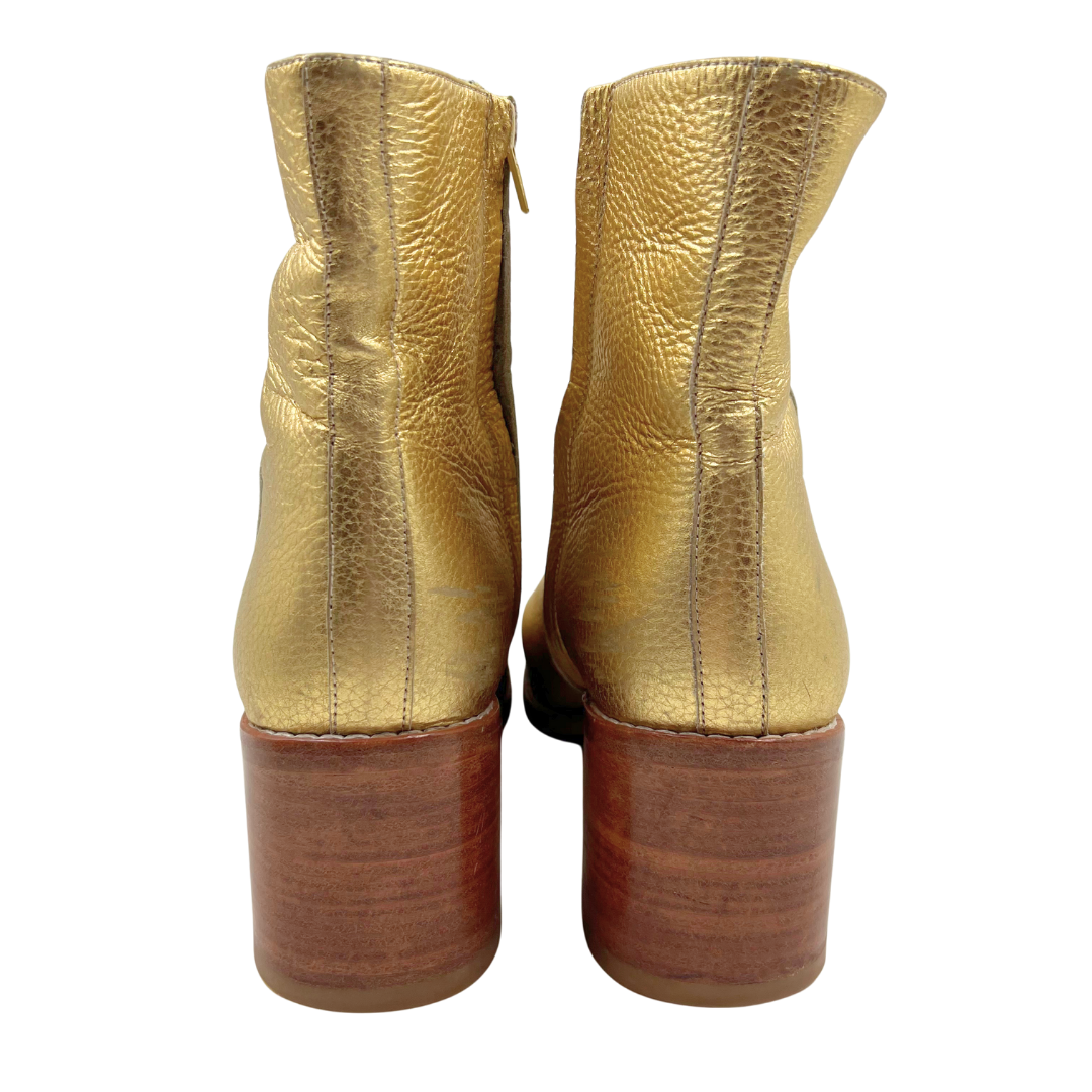 Maryam Nassir Zadeh 10 40 Gold Leather Booties