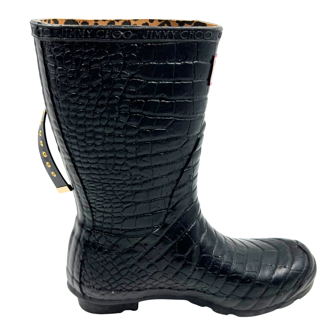Hunter & Jimmy Choo 8 Black Rain Boots