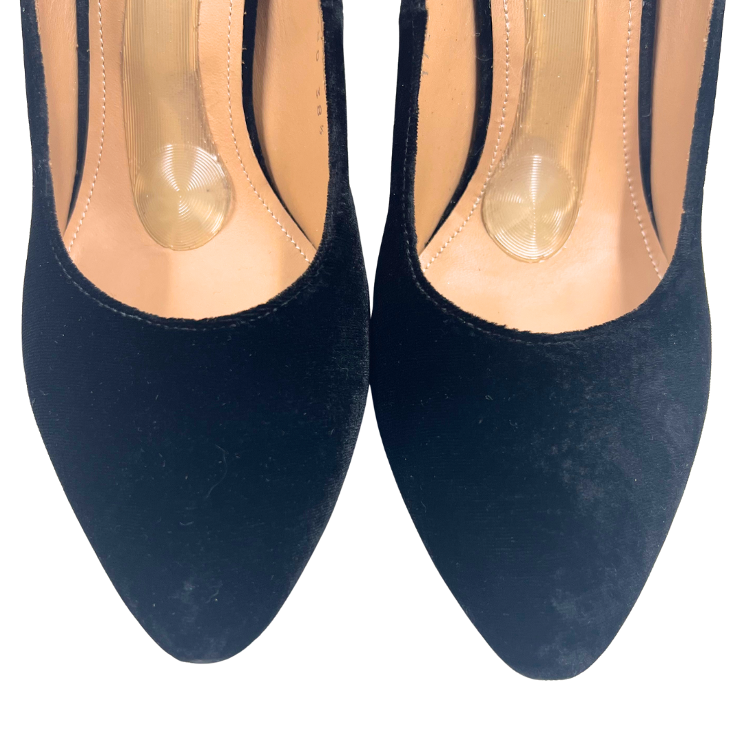 Dries Van Noten 38.5 black/teal Velour Heels