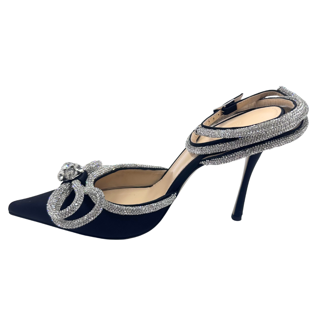 Mach & Mach 6.5/7 Black/Silver Satin Heels