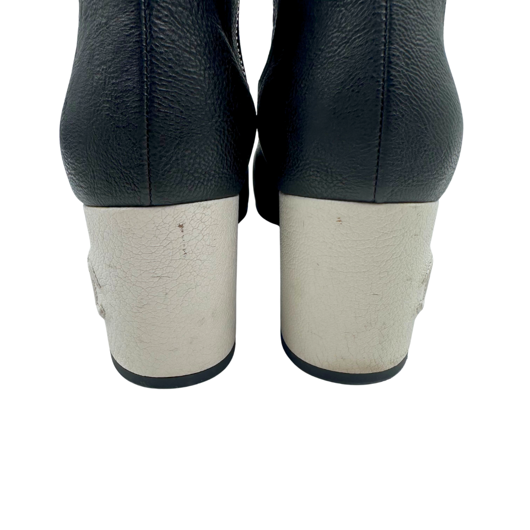 Chanel Black/White Leather Booties