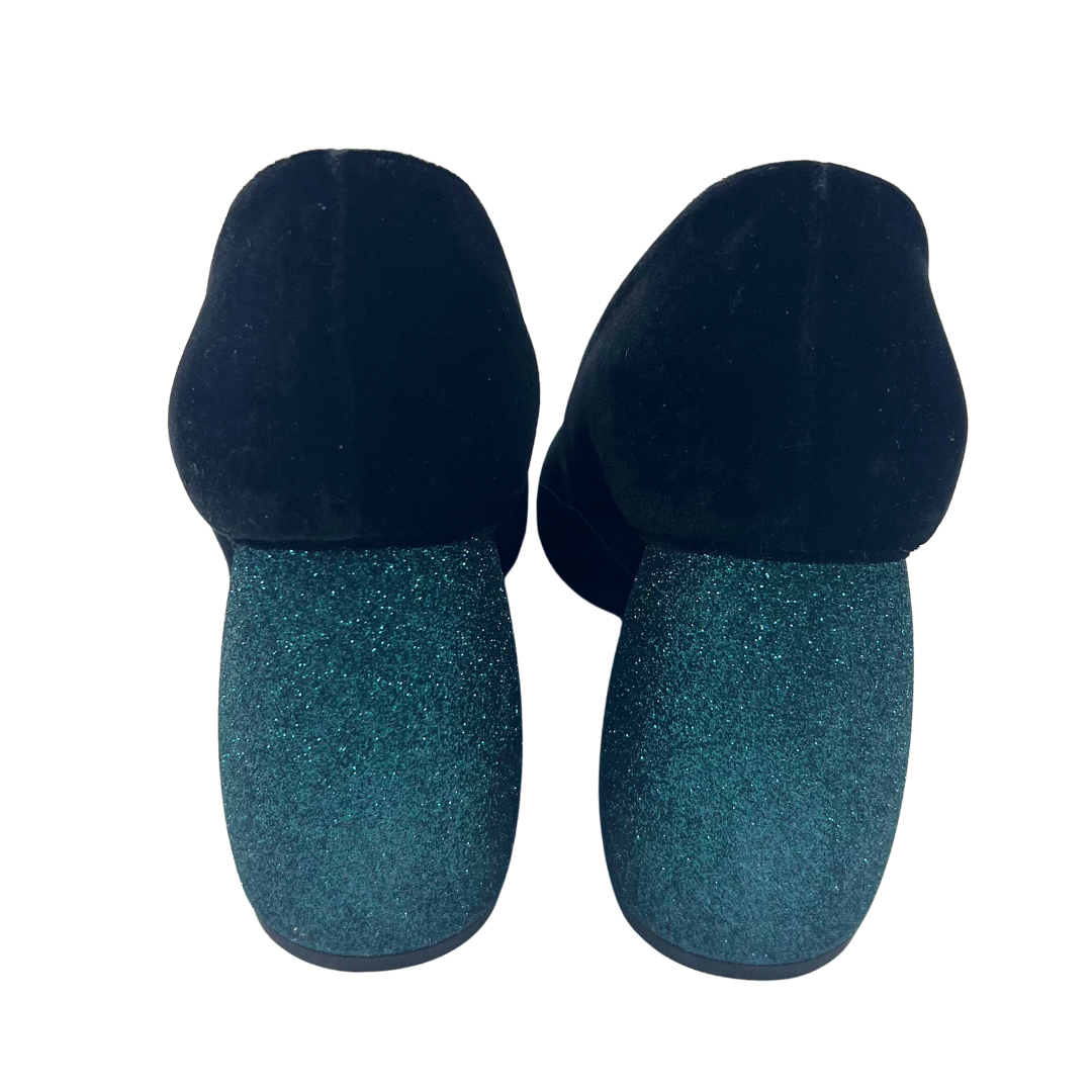 Dries Van Noten 38.5 black/teal Velour Heels