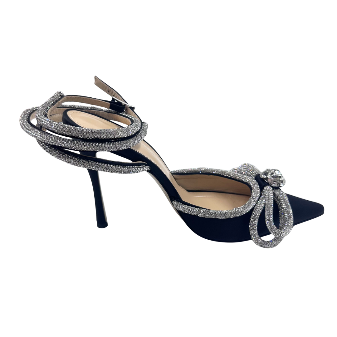 Mach & Mach 6.5/7 Black/Silver Satin Heels