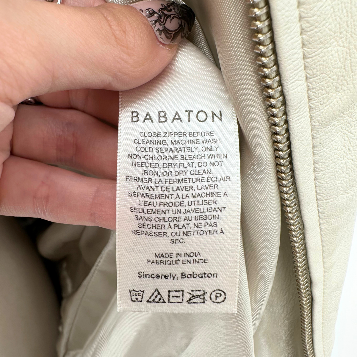 Babaton Ivory Leather Jacket