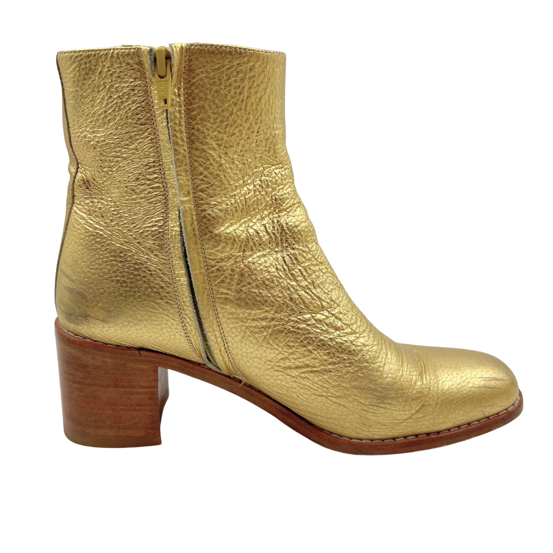 Maryam Nassir Zadeh 10 40 Gold Leather Booties