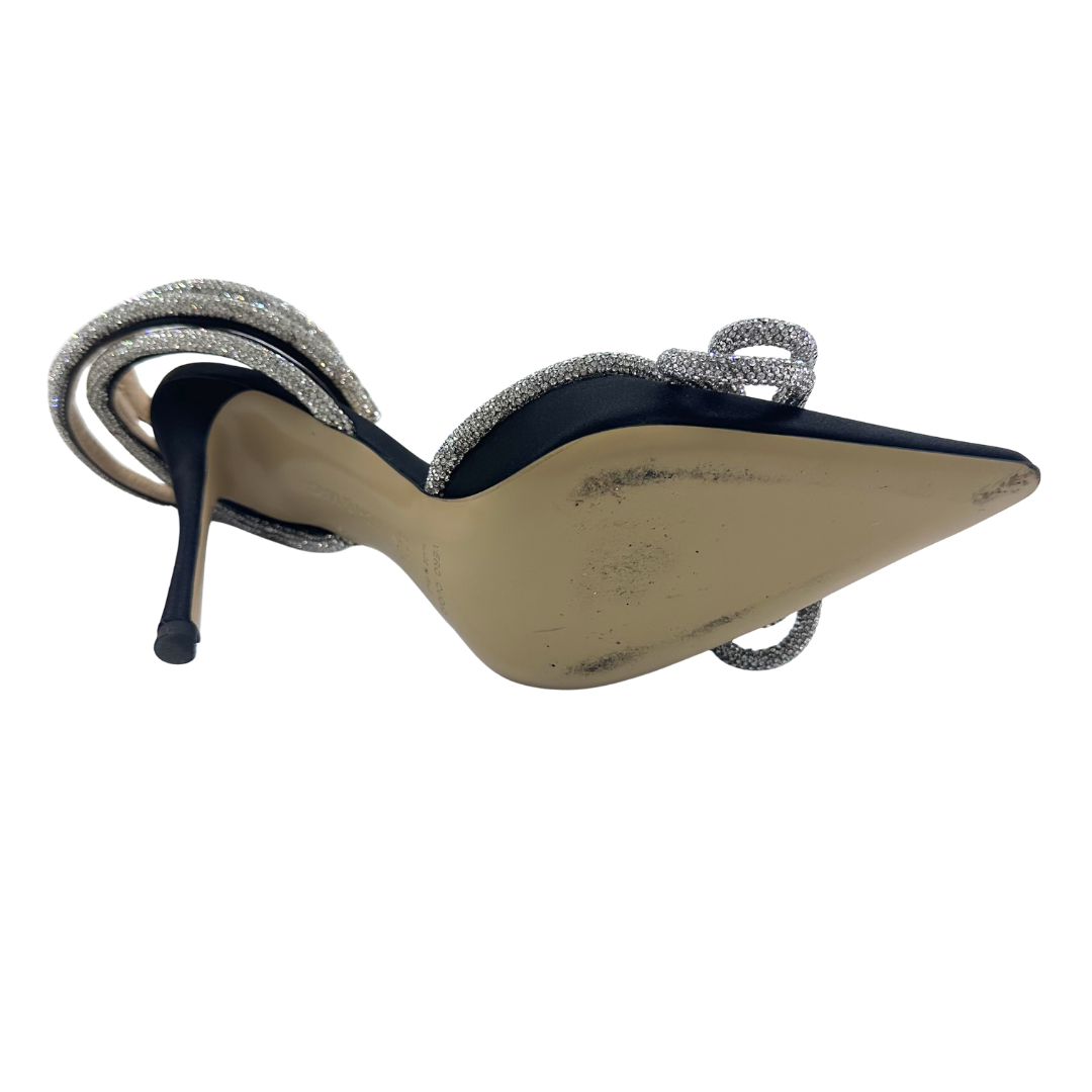 Mach & Mach 6.5/7 Black/Silver Satin Heels