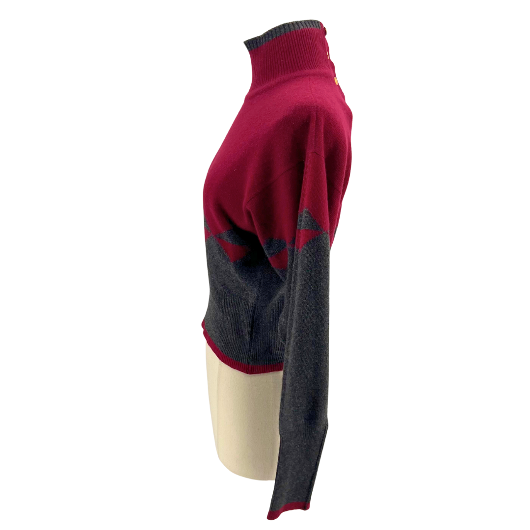 Chanel Burgundy/Grey Sweater