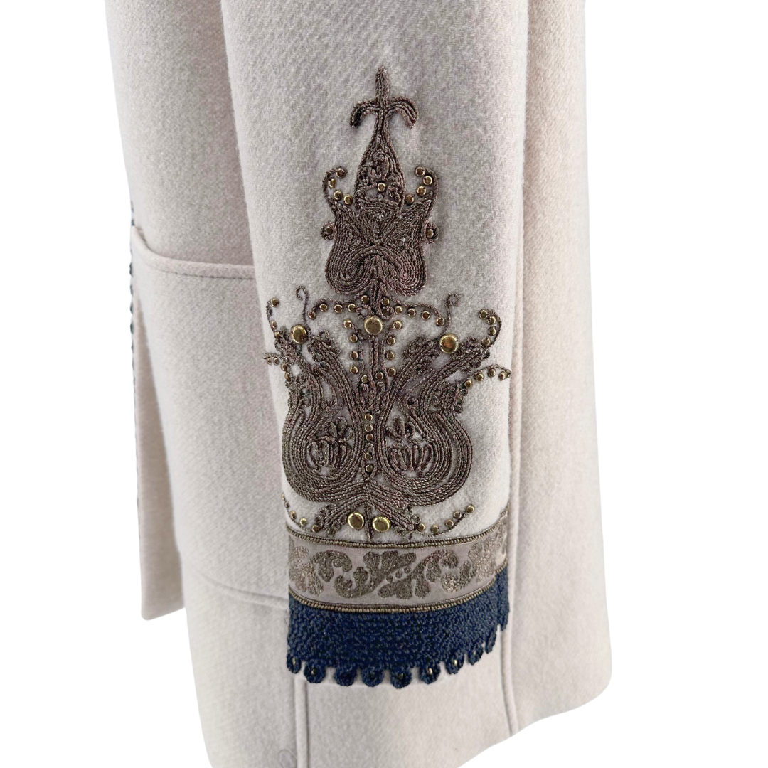 Etro Size 8 44 Cream Multi Coat