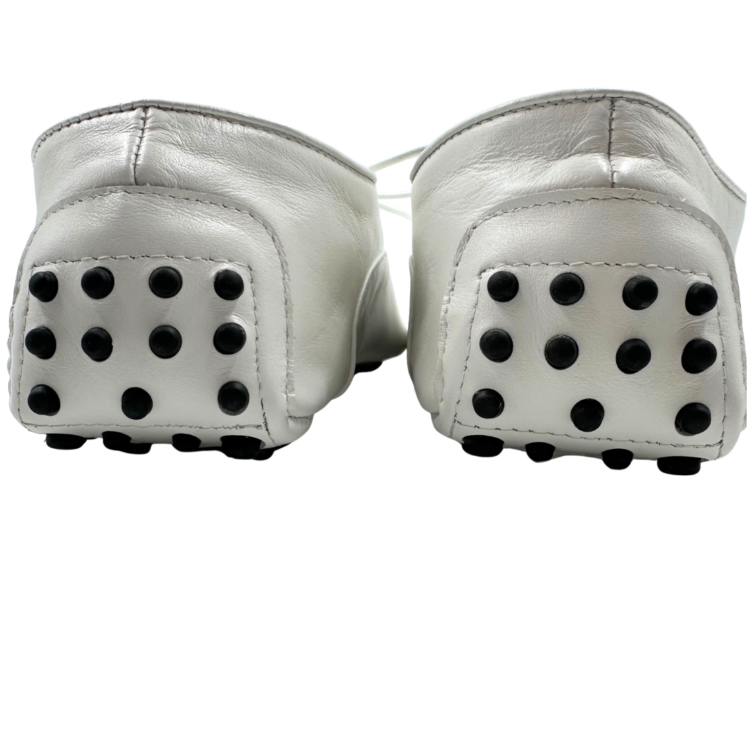 Essen 37 White Leather Flats