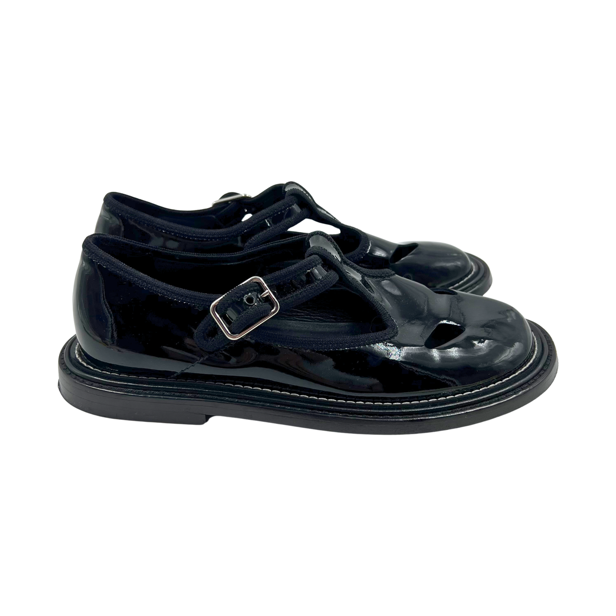 Burberry 7.5 38.5 Black Patent Leather Loafers