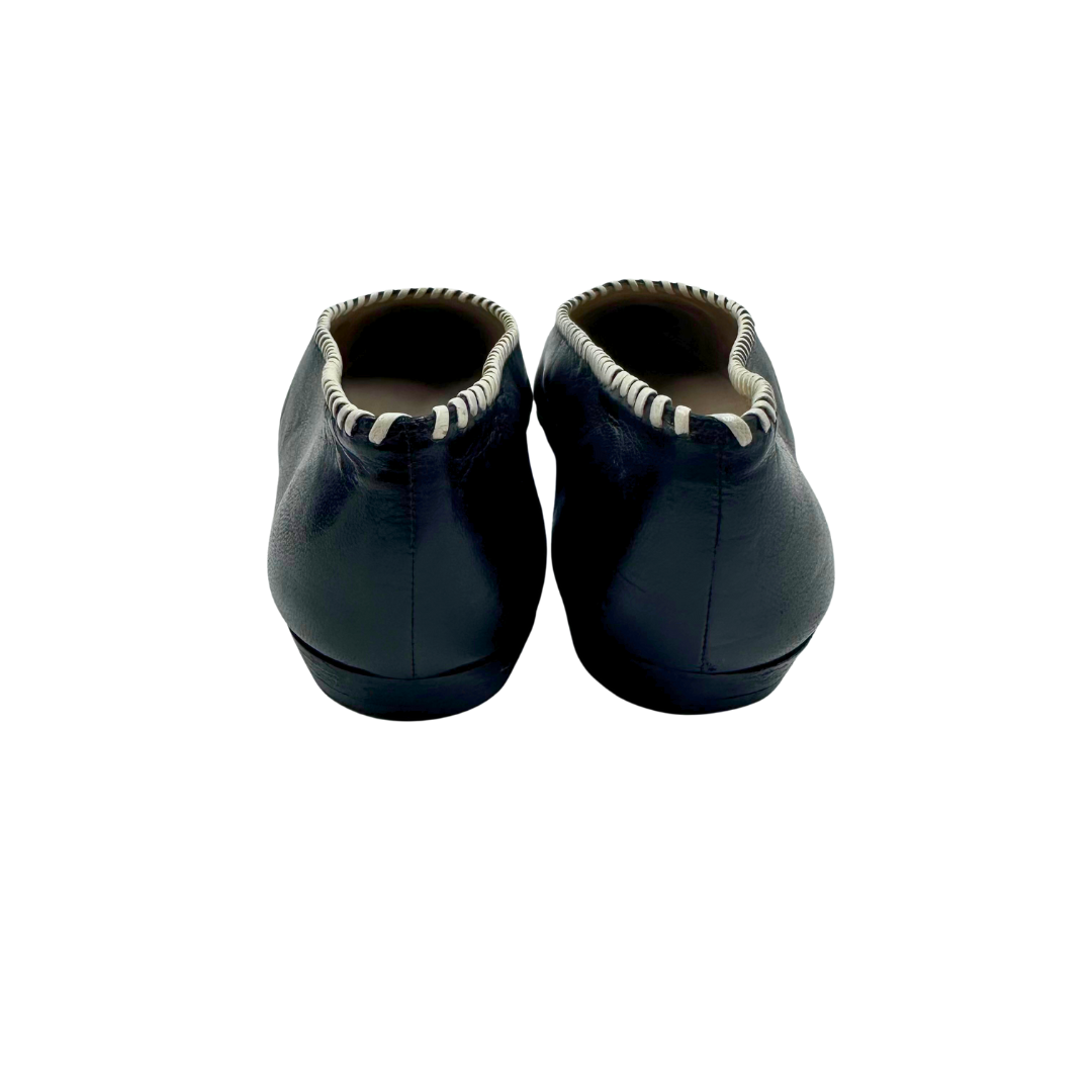 Chanel Black/White Leather Flats