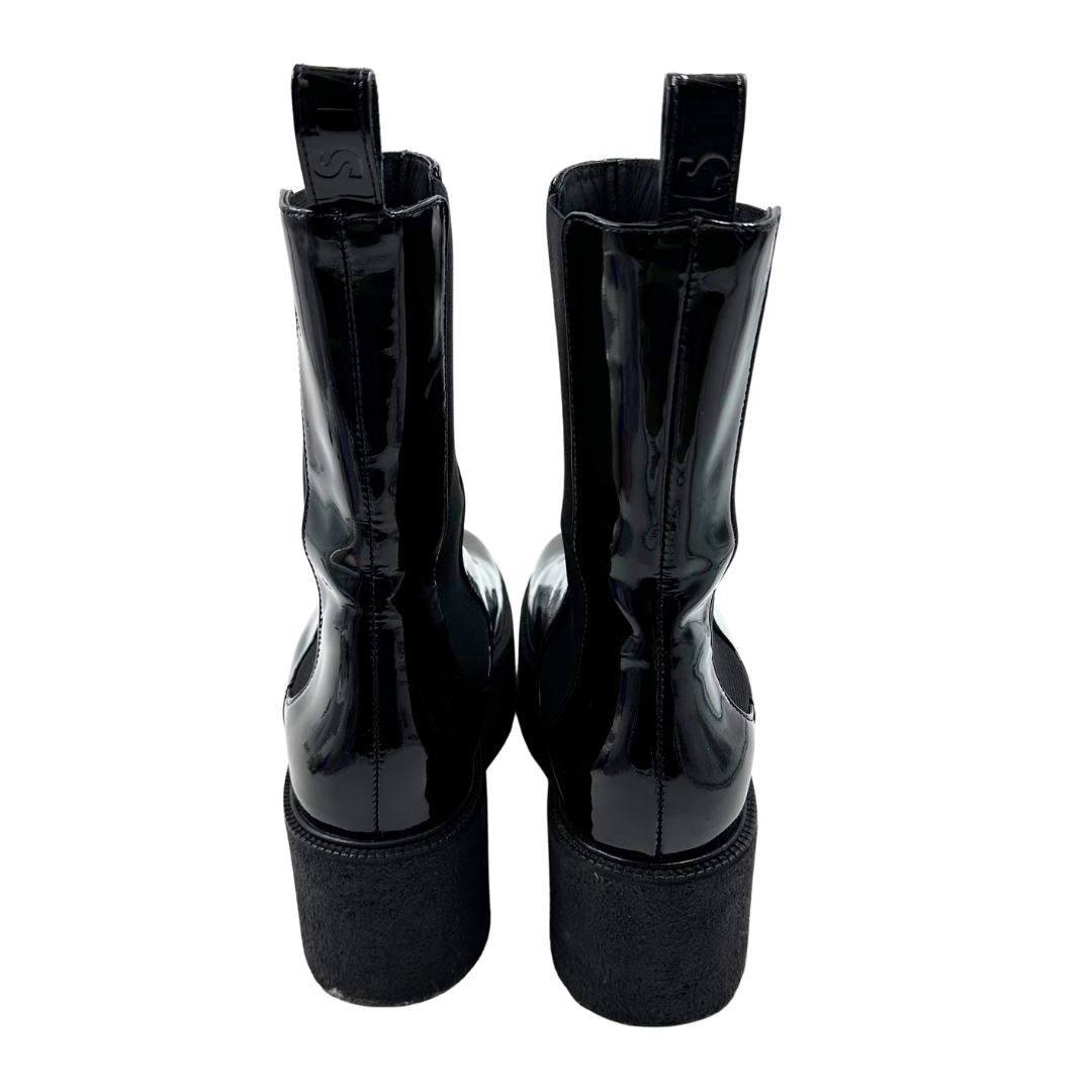 Staud 8 38 Black Patent Leather Boots