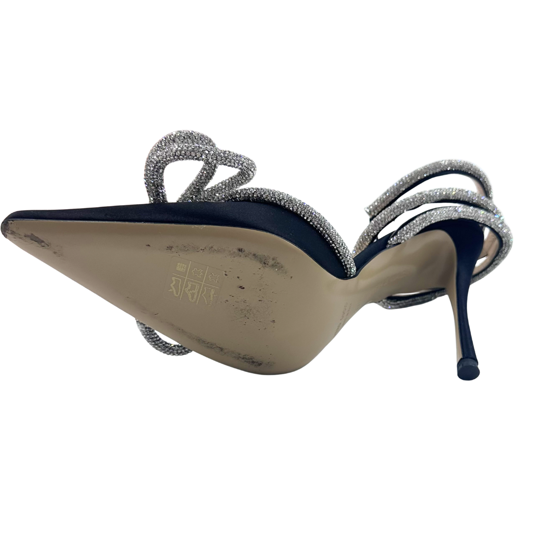 Mach & Mach 6.5/7 Black/Silver Satin Heels