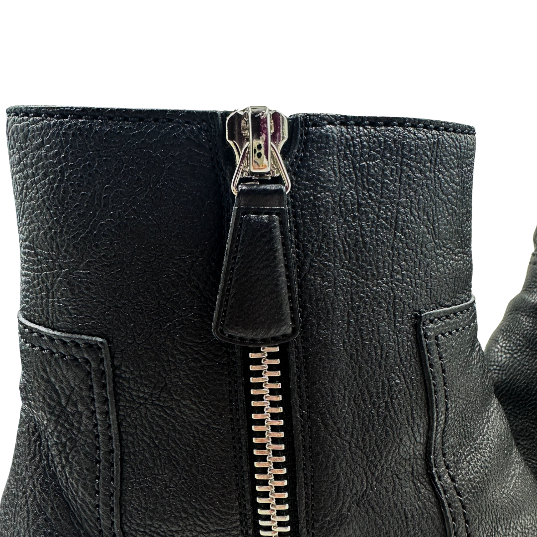 Chanel Black/White Leather Booties