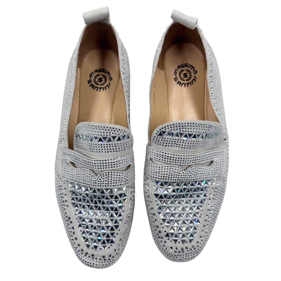 Massimo Santini 40 Silver Leather Loafers