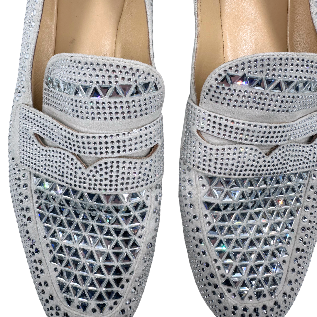 Massimo Santini 40 Silver Leather Loafers