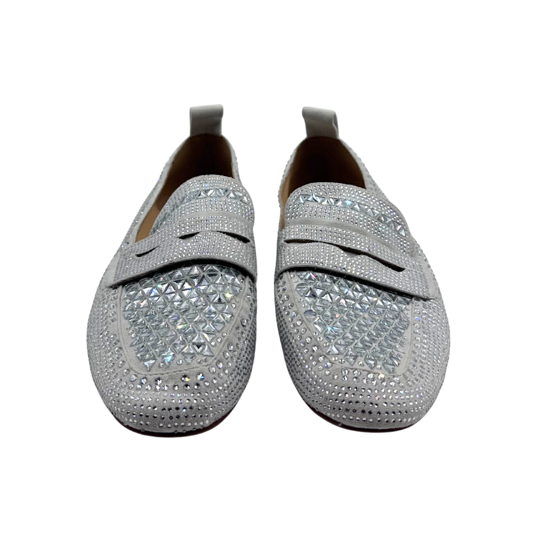 Massimo Santini 40 Silver Leather Loafers