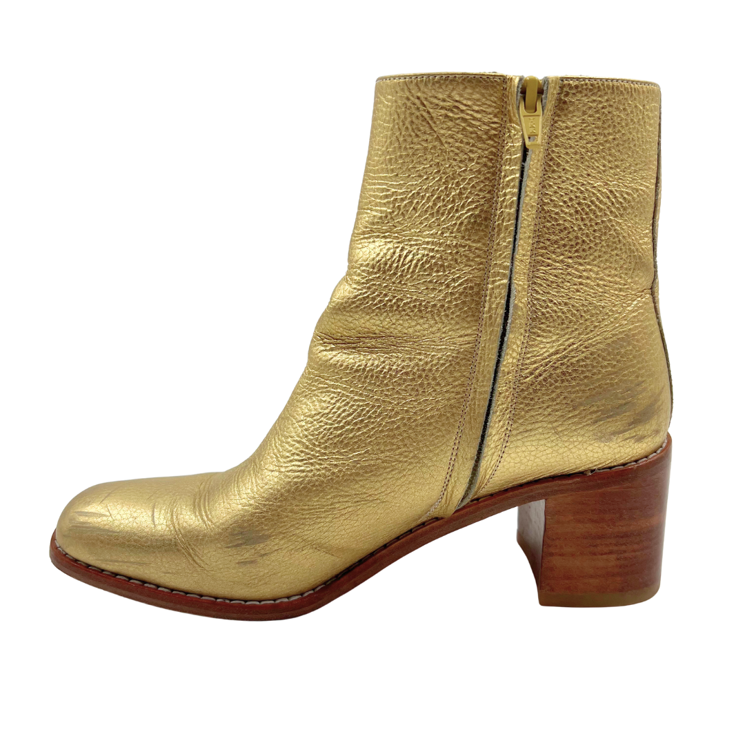 Maryam Nassir Zadeh 10 40 Gold Leather Booties