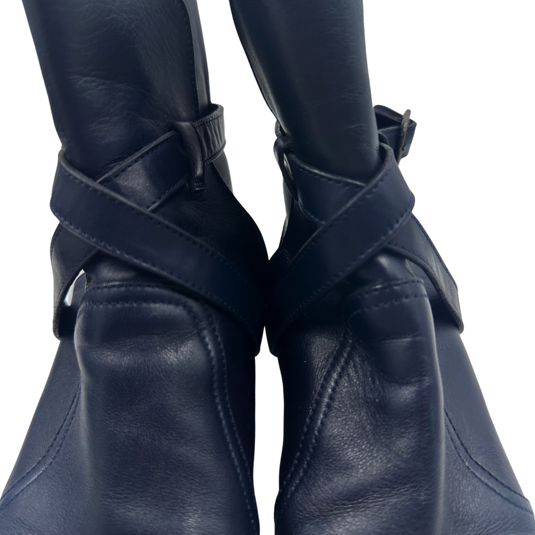 Chanel Blue Leather Booties