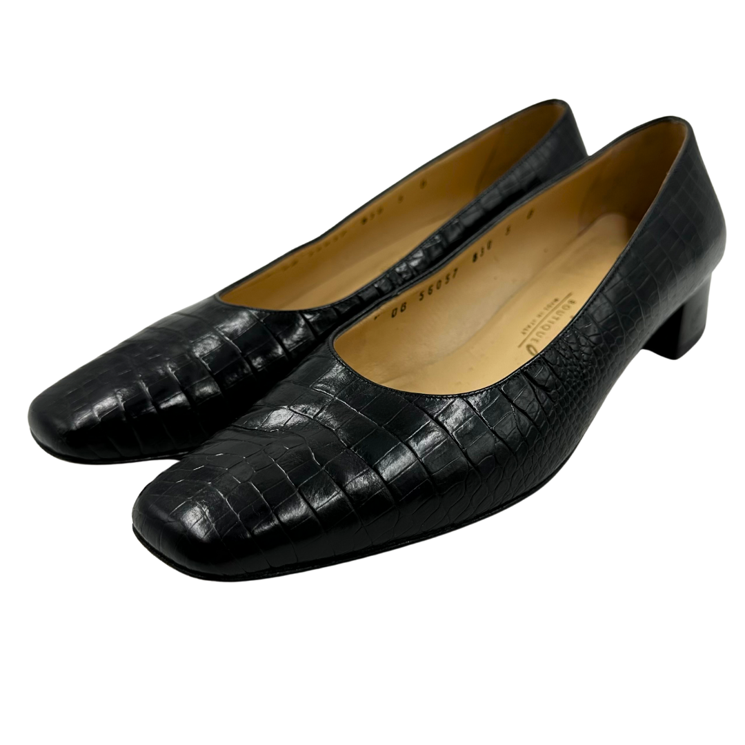 Ferragamo Black Leather Heels