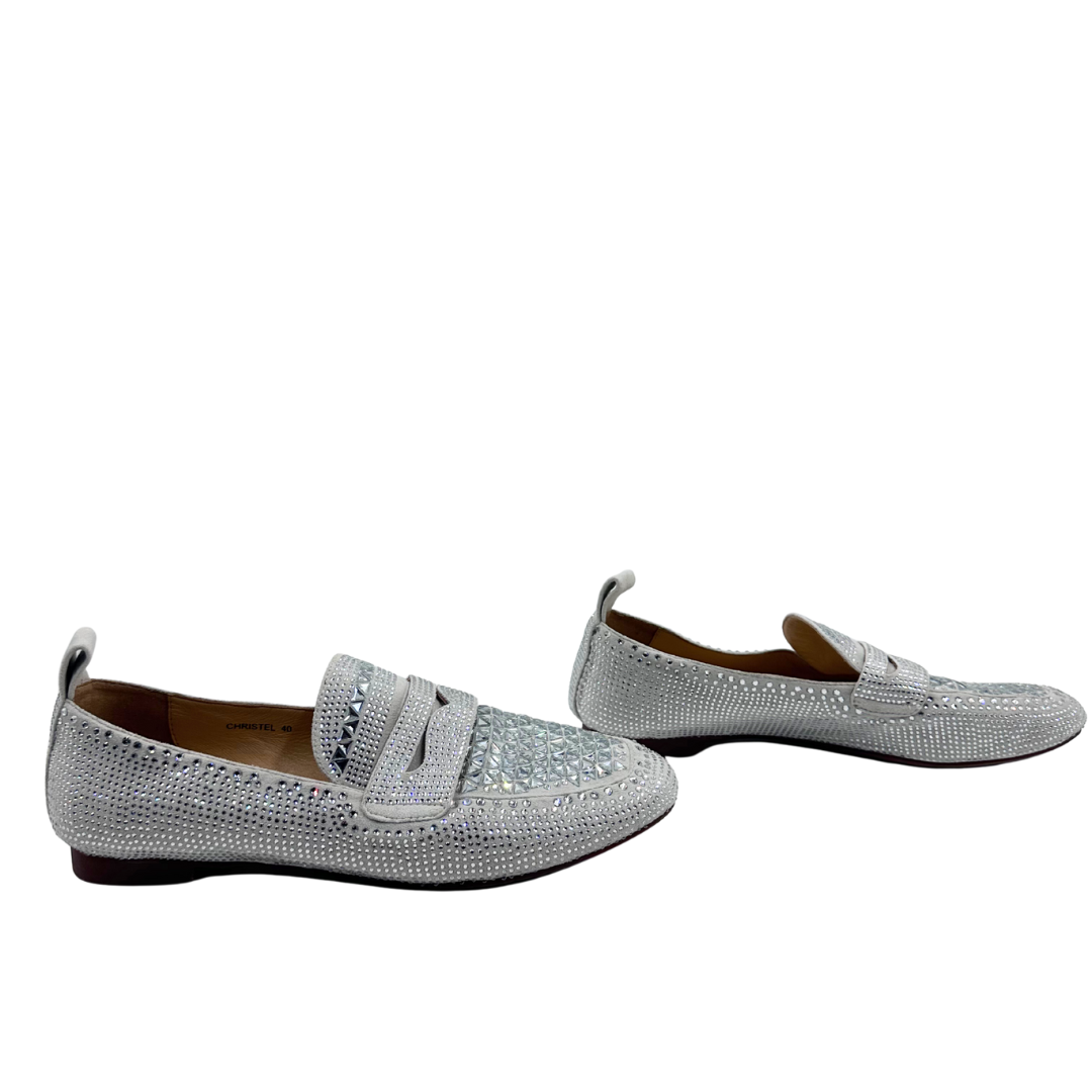 Massimo Santini 40 Silver Leather Loafers