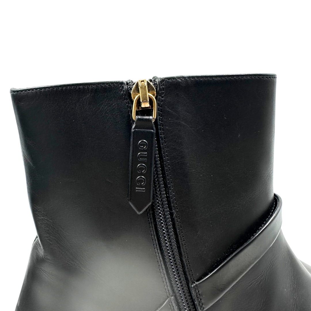 Gucci 9.5 Black Leather Booties