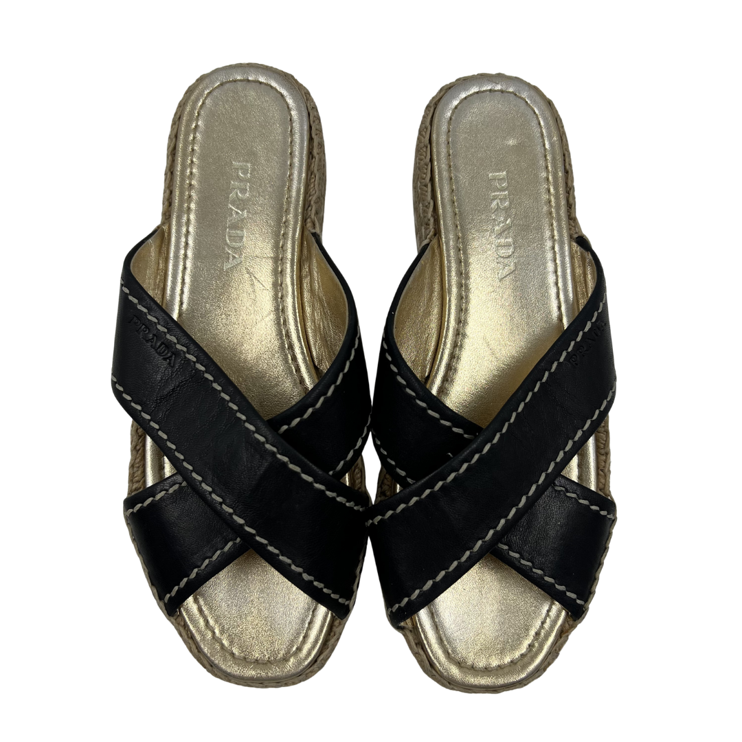 Prada 37.5 Black Espadrille