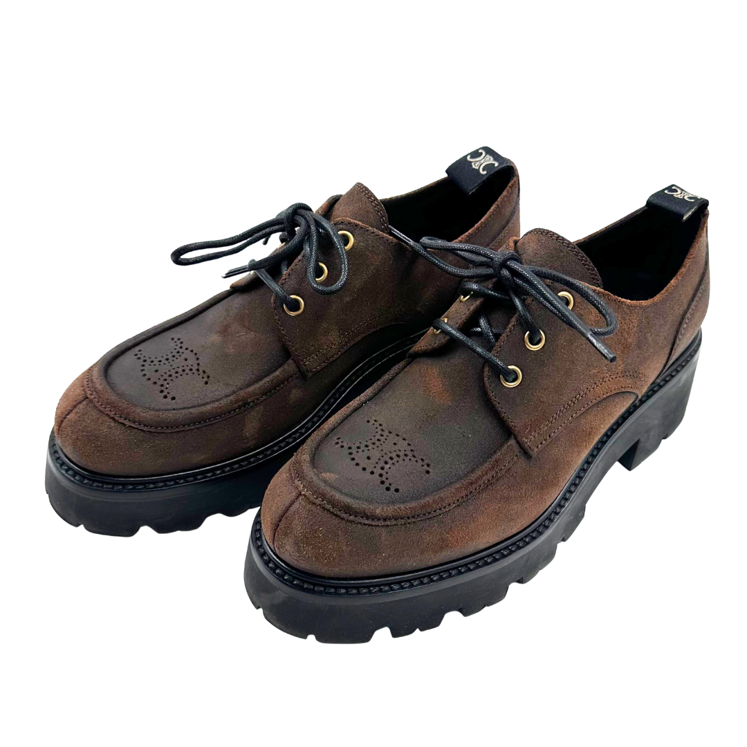 Celine 9.5 39.5 Brown/Black Suede Loafers