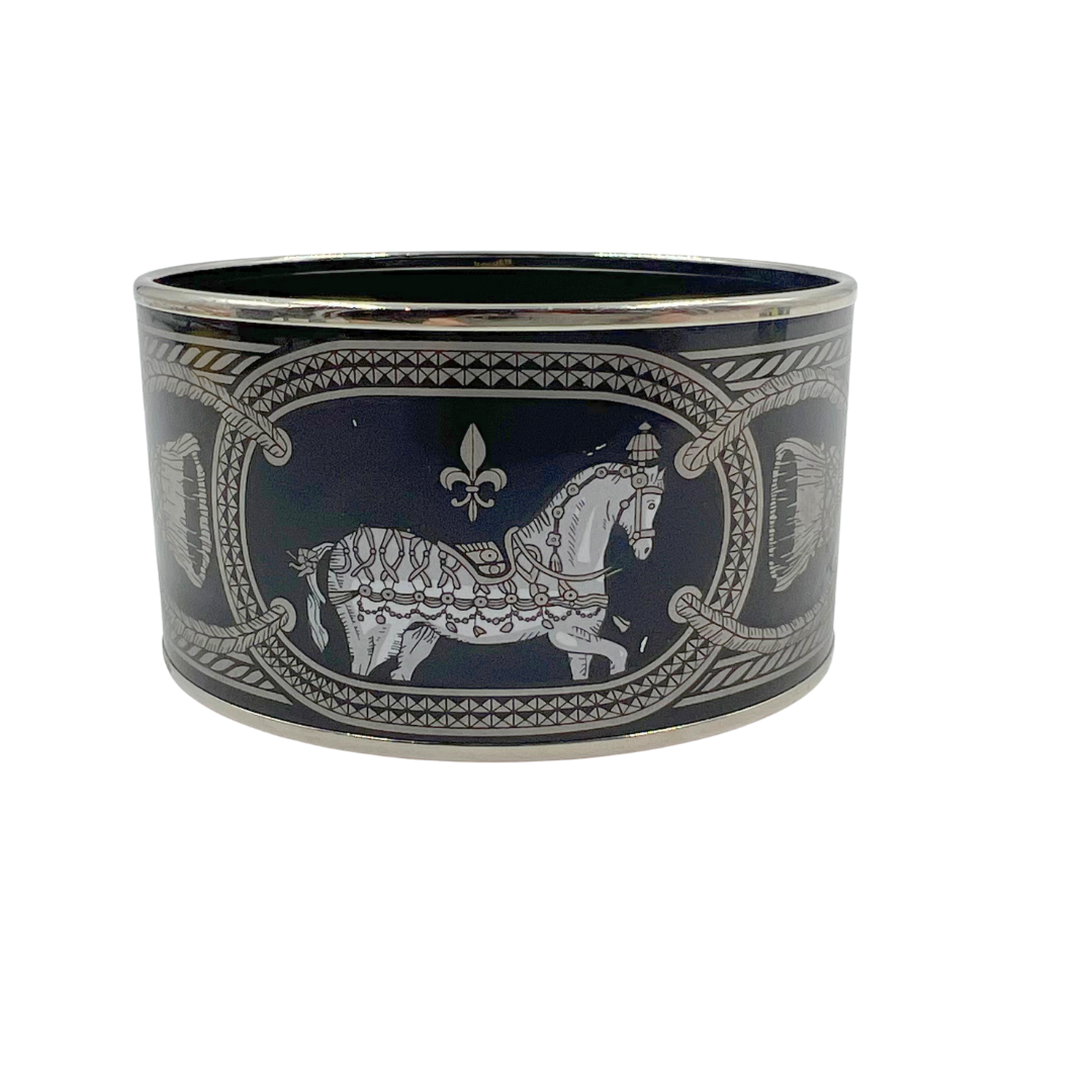 Hermès Extra Wide Enamel Bangle Bracelet