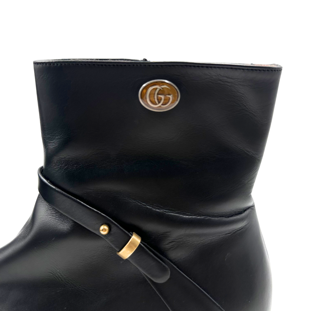 Gucci 9.5 Black Leather Booties